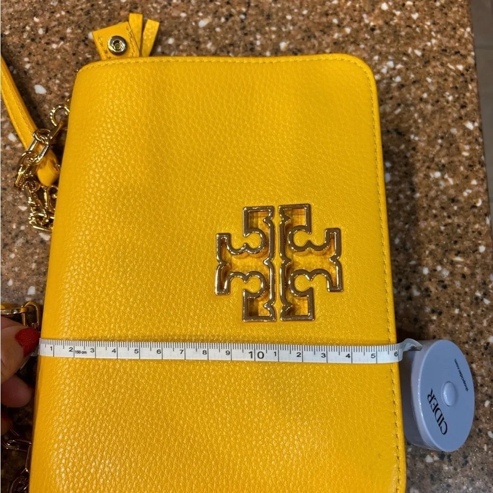 Tory Burch Bright Yellow Leather Crossbody with Gold Logo